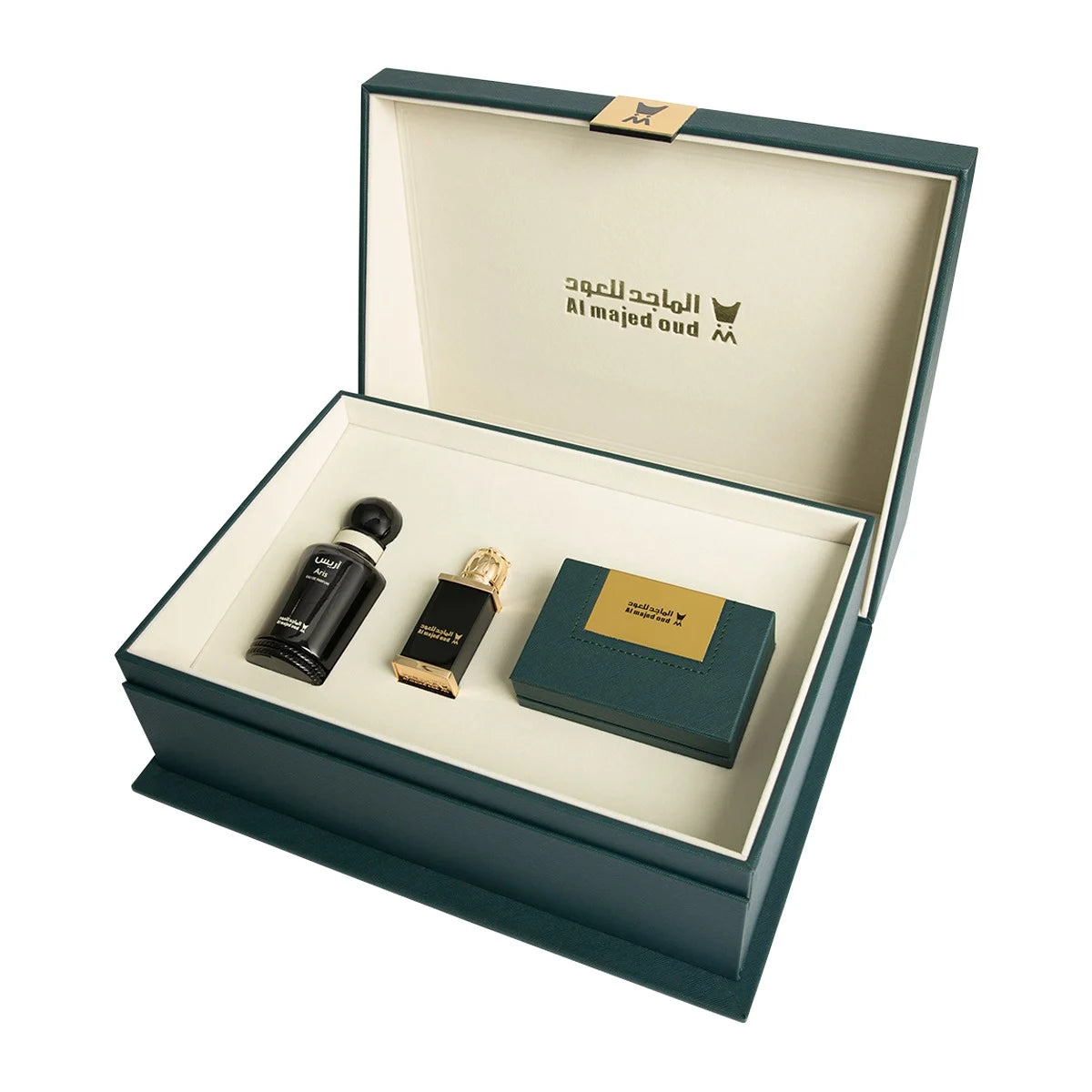 Green Leather Gift Box (Aris Classic - Sweet Oud Oil 3ml - Moroccan Oud Ounce)