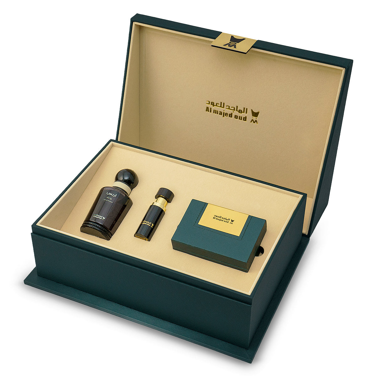 Green Leather Gift Box (Aris Classic Perfume - Sweet Oud Oil 3ml - Enhanced Oud Ounce)