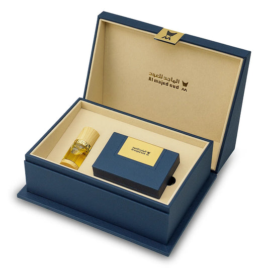 Small Blue Leather Gift Box (White Elixir Wood Oil - 1 Ounce Enhanced Oud)