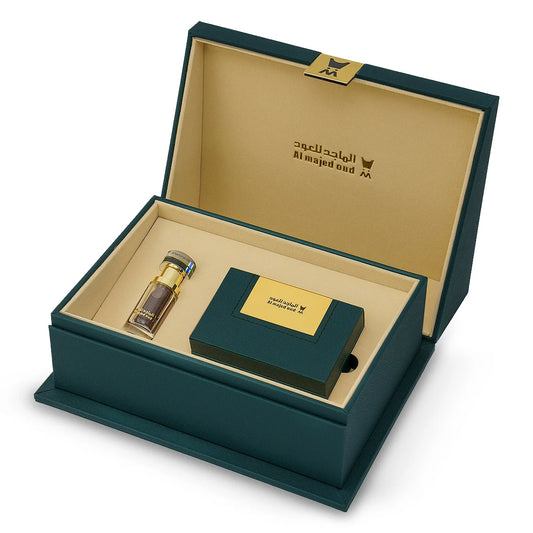 Small green leather gift box (Al Majed Oud Oil (5) 6ml - 45 Oud Ounce)