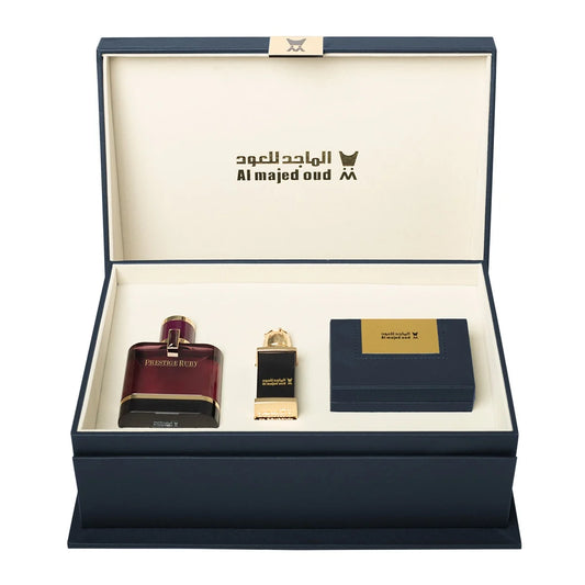 Blue Leather Gift Box (Prestige Ruby - 3ml Leather Oil - 1.5 Ounce Enhanced Oud)